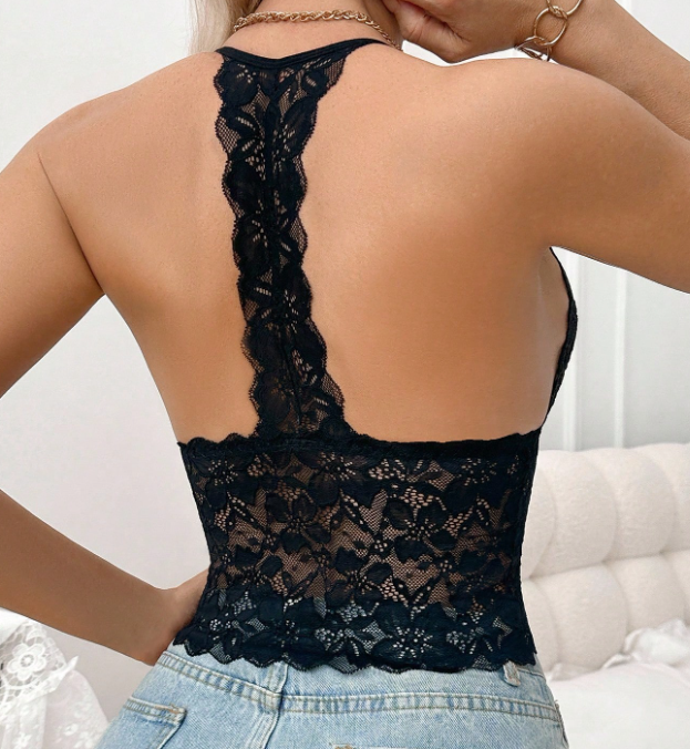 V-Neck Lace Halter Camisole