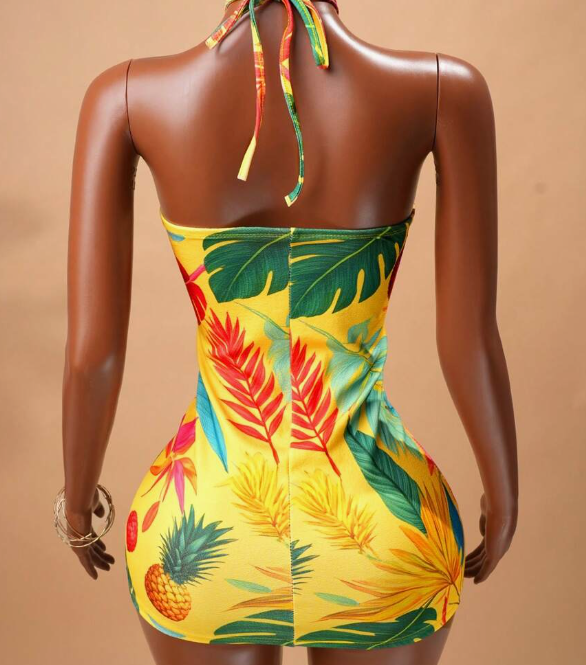 Mini Floral Print Holiday Dress