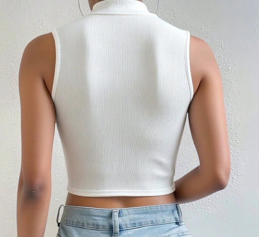 Slim-Fit Hollow Out Crew Neck Casual Women Camisole