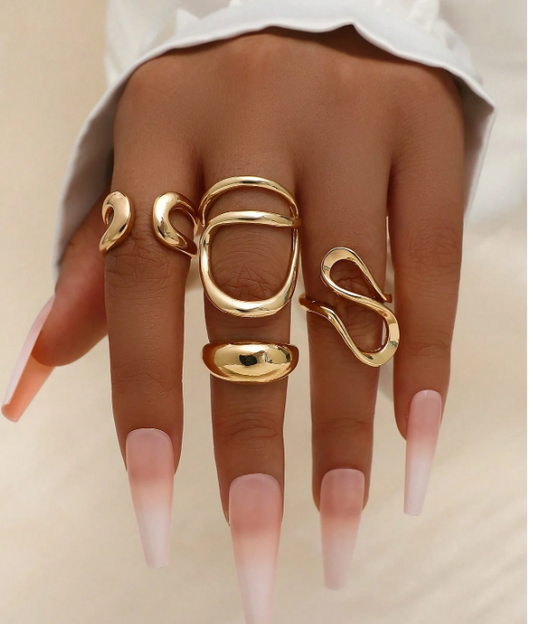Fashion Adjustable Gold Rings Set 4 pcs