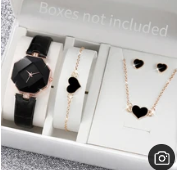 5PCS/Set Women's Watch Fashion Leather Band Analog Quartz Watches