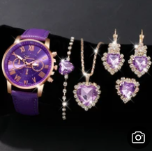 Women's casual quartz watch + bracelet set