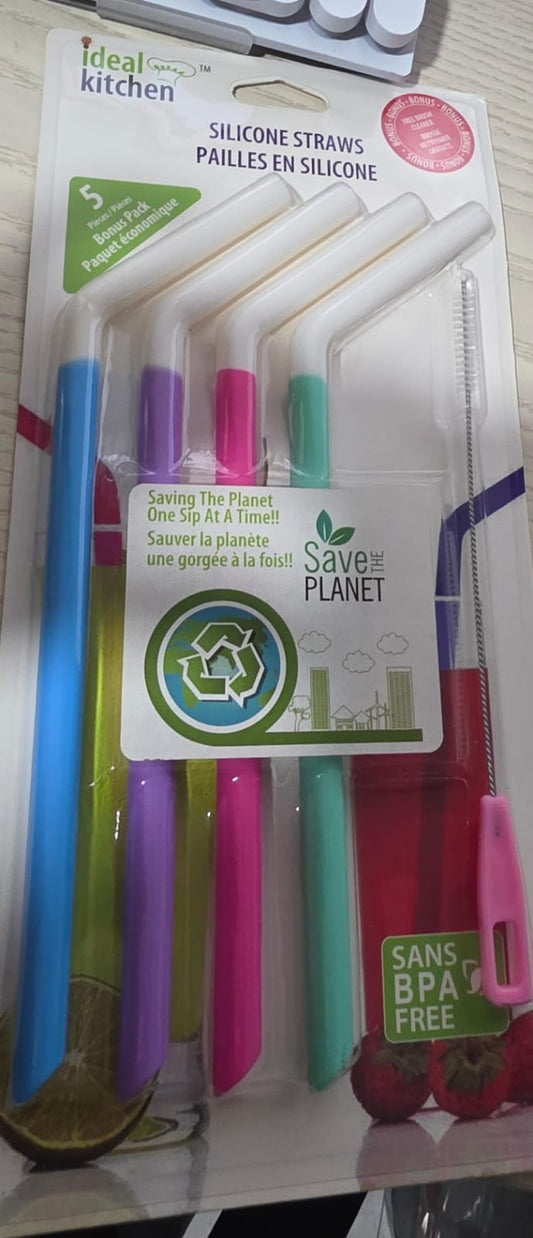 5 Piece Silicone Straw Set