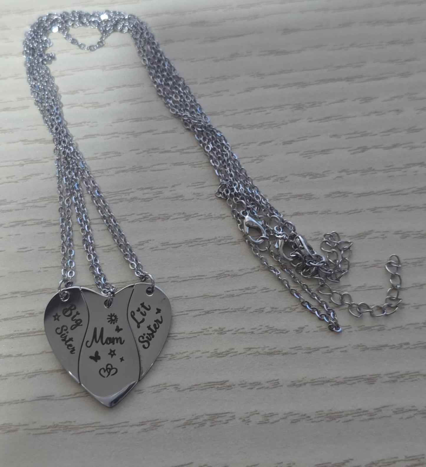 Big, sis, lil sis & mom Three-Piece Set Simple Heart-Shaped