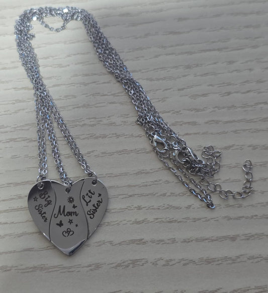 Big, sis, lil sis & mom Three-Piece Set Simple Heart-Shaped