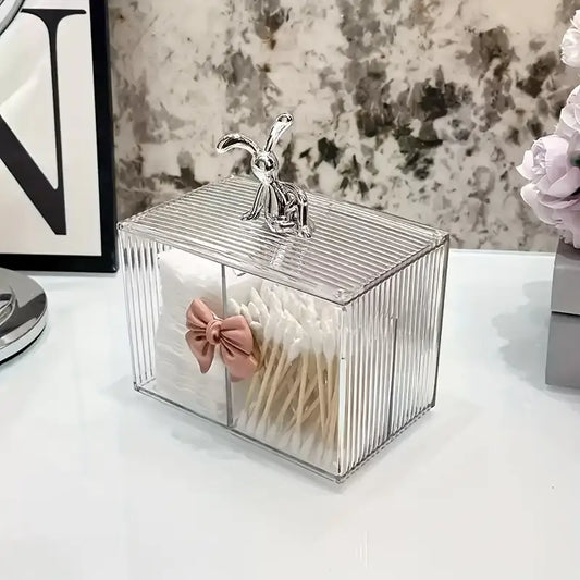 2-Grid Makeup Organizer with Rabbit Bow Lid