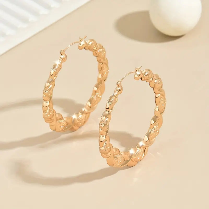 18K gold plated-Plated Large Hoop Earrings