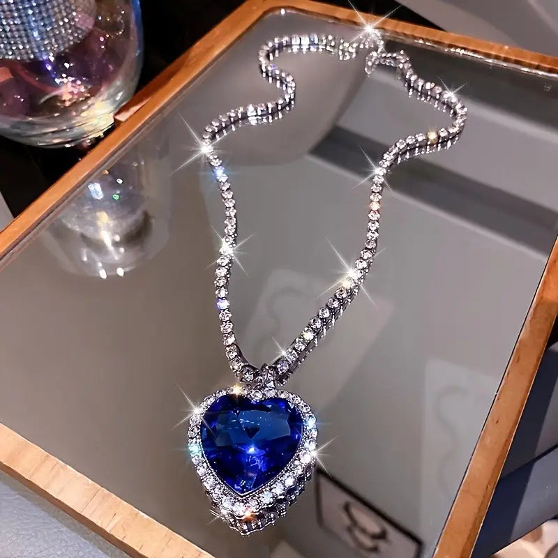 Blue ocean heart necklace