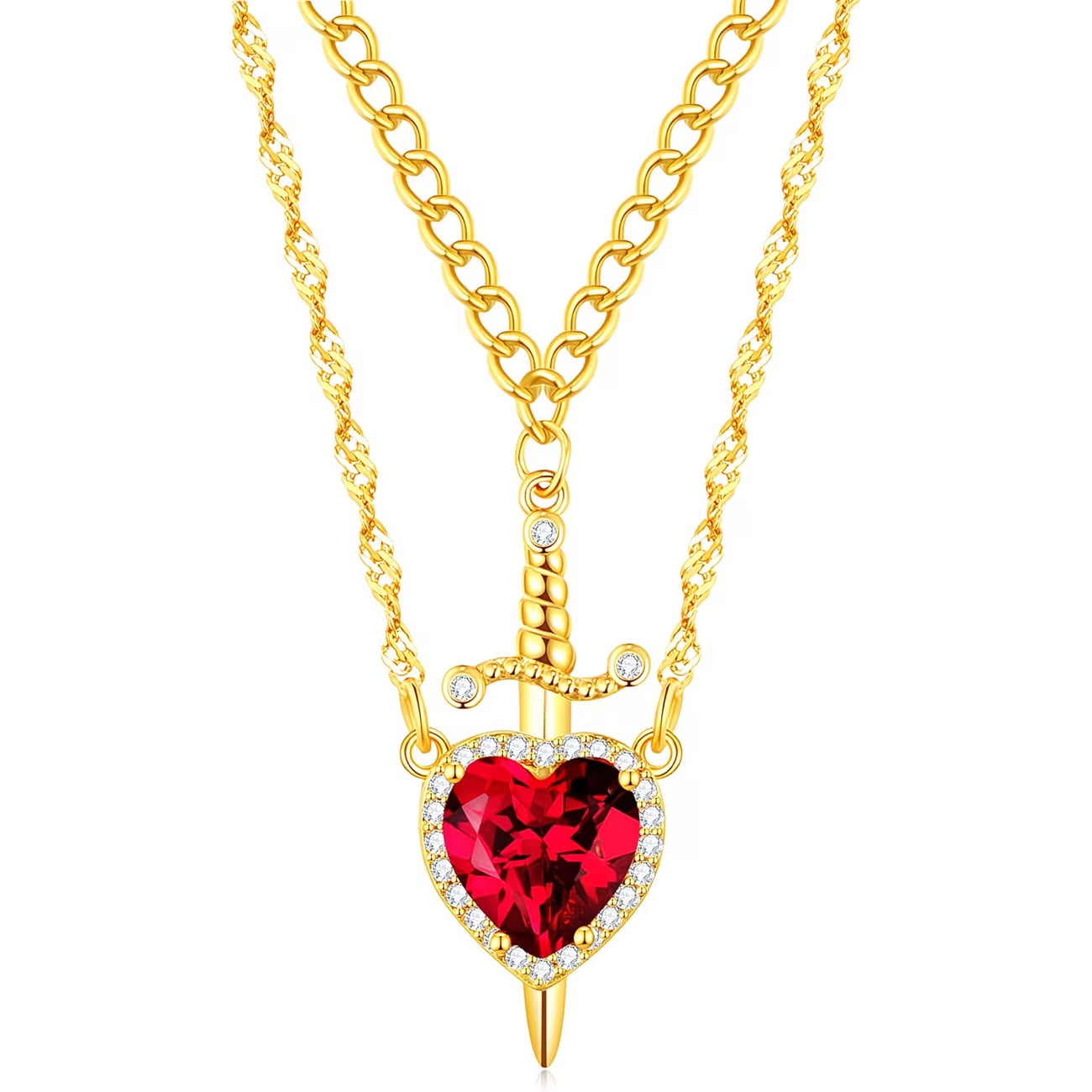 Heart & Dagger Necklace Set