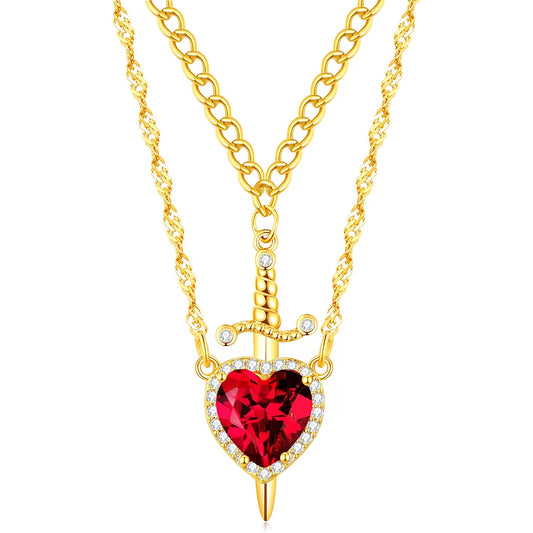 Heart & Dagger Necklace Set