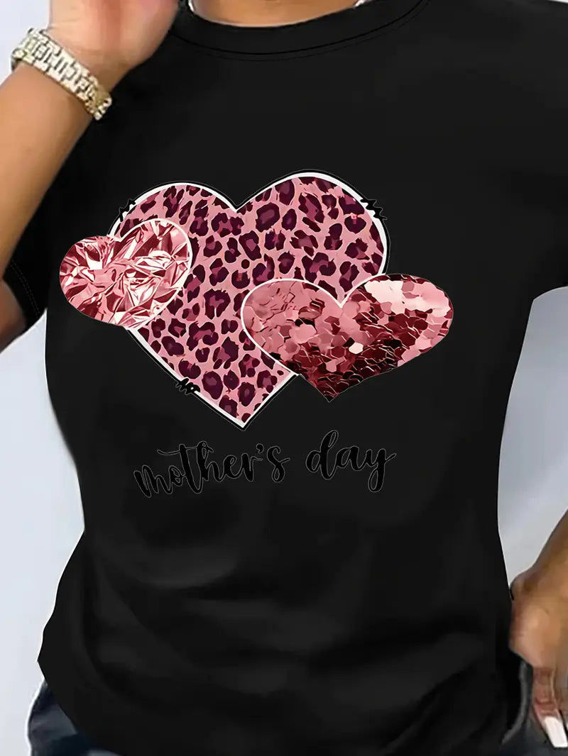 Plus Size Unisex 3D Printed Heart Leopard Pattern T-Shirt