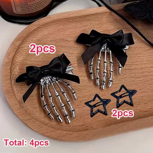 Skeletal Hands Hair Clip Set (4pc)