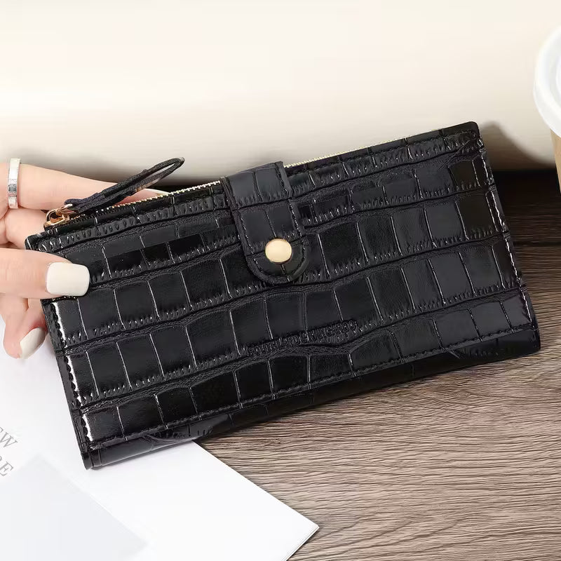 New Double Fold Women's Long Zipper Wallet