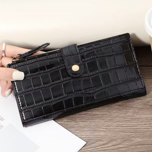 New Double Fold Women's Long Zipper Wallet