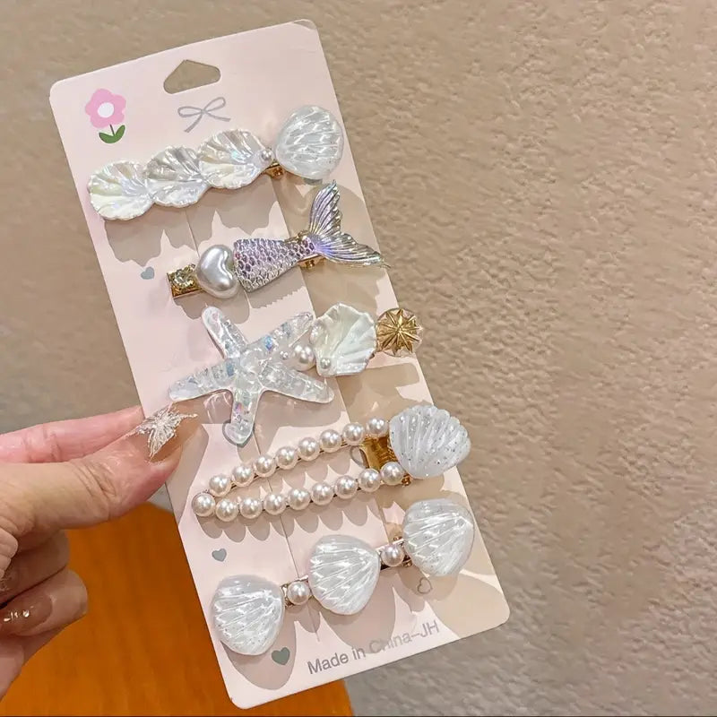 Mermaid & Beach Hair Clips Set 5 Pieces