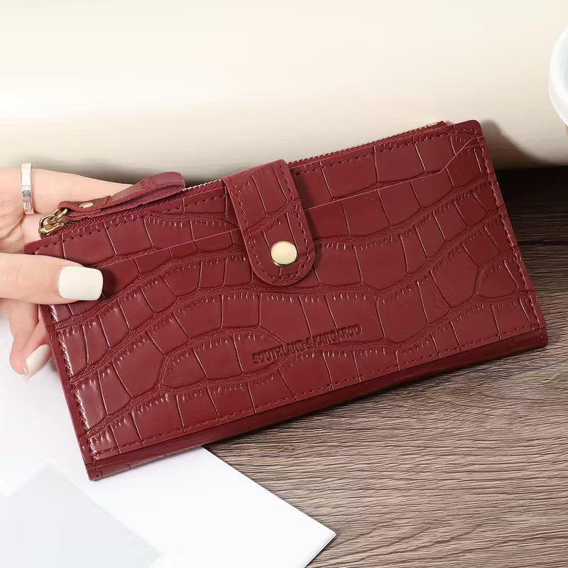 New Double Fold Women's Long Zipper Wallet
