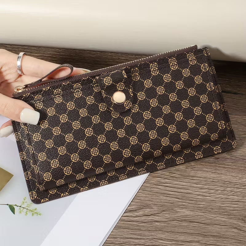 New Double Fold Women's Long Zipper Wallet