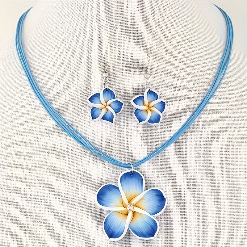 A Set of Sweet And Luxurious Flower-Themed Earrings And Necklace