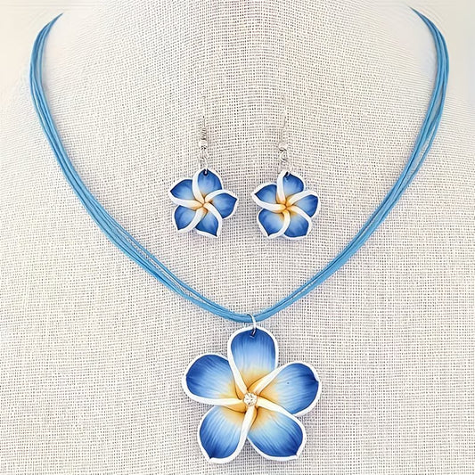 A Set of Sweet And Luxurious Flower-Themed Earrings And Necklace