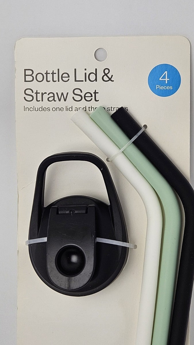 Set Of Bottle Lid And 3 Straws Set